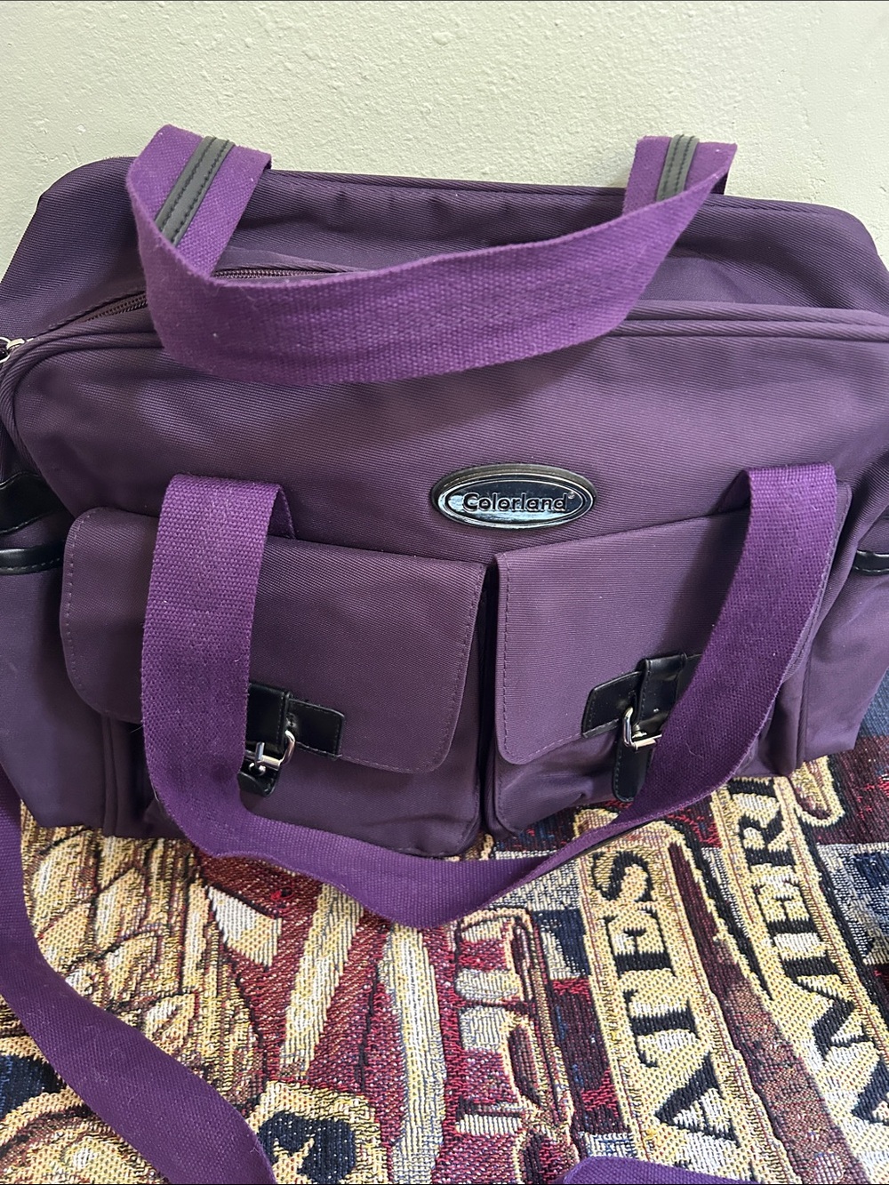 Colorland Purple Canvas Tote Bag weekender bag